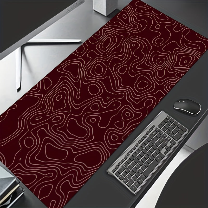 Topographic Map Seamless Red Mousepad - Gaming Rubber Anti Slip Mouse Pad