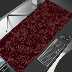 Topographic Map Seamless Red Mousepad - Gaming Rubber Anti Slip Mouse Pad