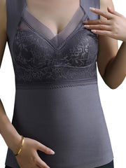 2pcs Thermal V-Neck Tank Top With Built-in Bra Sleeveless Activewear