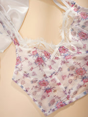 Floral Print Cami Corset Bustier Lace Body Shaper