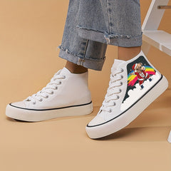 Christmas Puppy Print Flat Heighten Chunky Canvas Sneakers