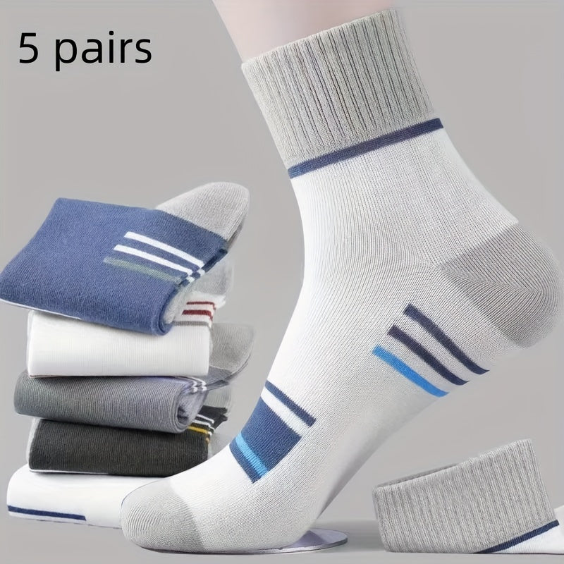 Men's Block Crew Socks Breathable Comfy Casual Unisex Socks Outdoor All Seasons
