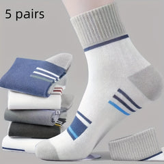 Men's Block Crew Socks Breathable Comfy Casual Unisex Socks Outdoor All Seasons