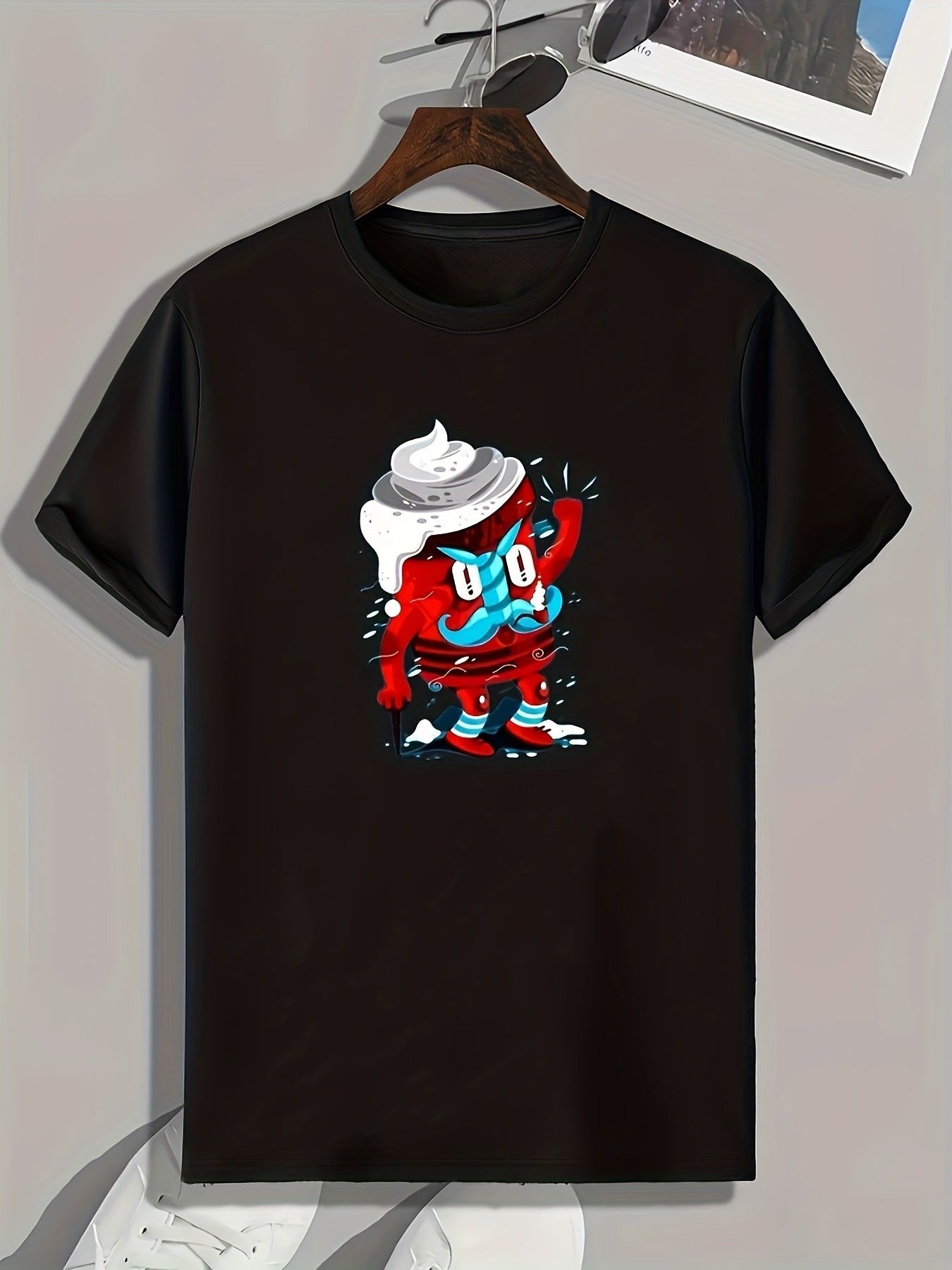 Cartoon Print Men's Graphic T-shirt for Summer