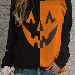 Halloween Block Pullover Sweatshirt for Women