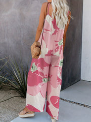 Boho Tie Dye Spaghetti Jumpsuit Vacation Sleeveless Wide Leg Summer Jumpsuit