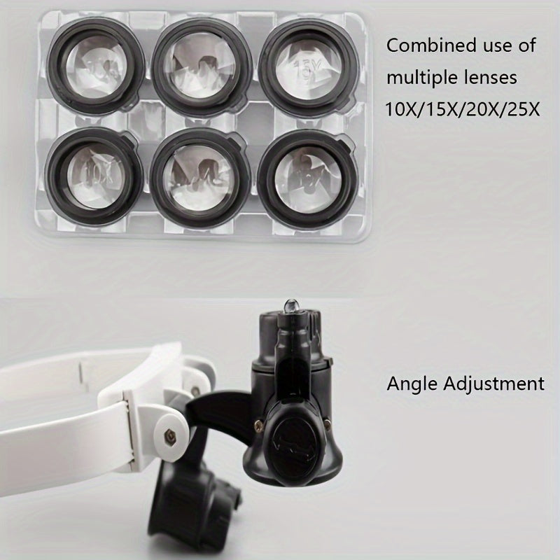 Head Magnifier With 2 LED Lights Hands-free HD Magnifier For Close Work Reading