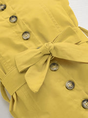 Girls Casual Button Up Cami Dress With Bow Belt