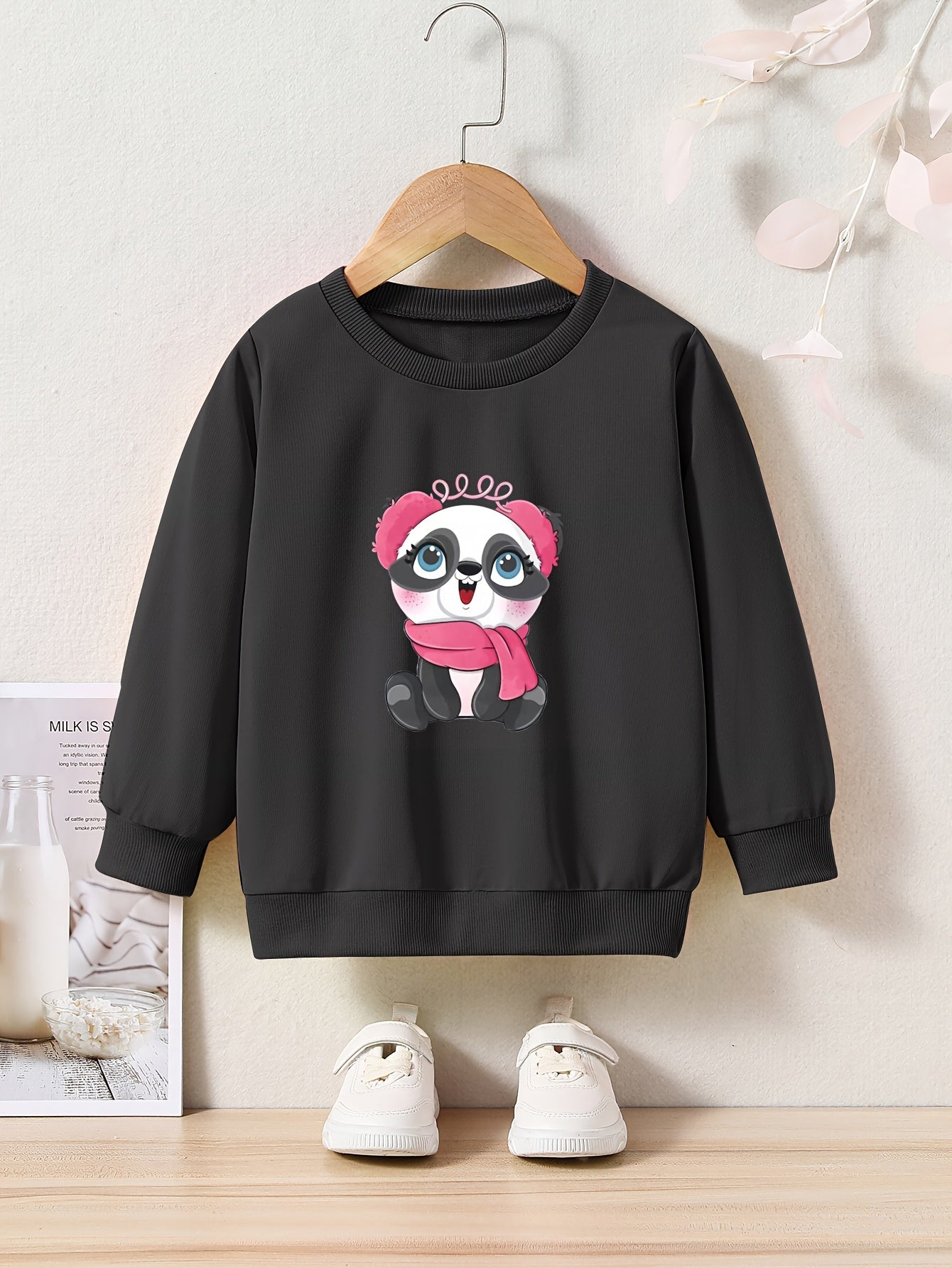 Sweet Panda Graphic Crew Neck Sweatshirt Kids Christmas Gift