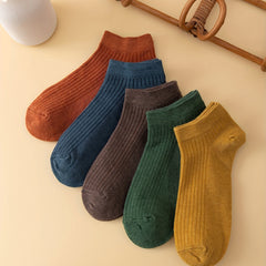 5 Pairs Dark Cotton Socks
