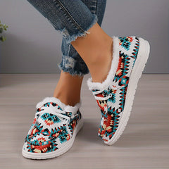 Geometric Pattern Snow Sneakers Warm Comfortable Non-slip Walking Shoes