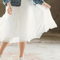 Sequins High Waist Fairy Skirt Tulle Skirt For Casual Outfit