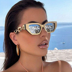 Cat Eye Sunglasses Chain Temple Glasses UV400