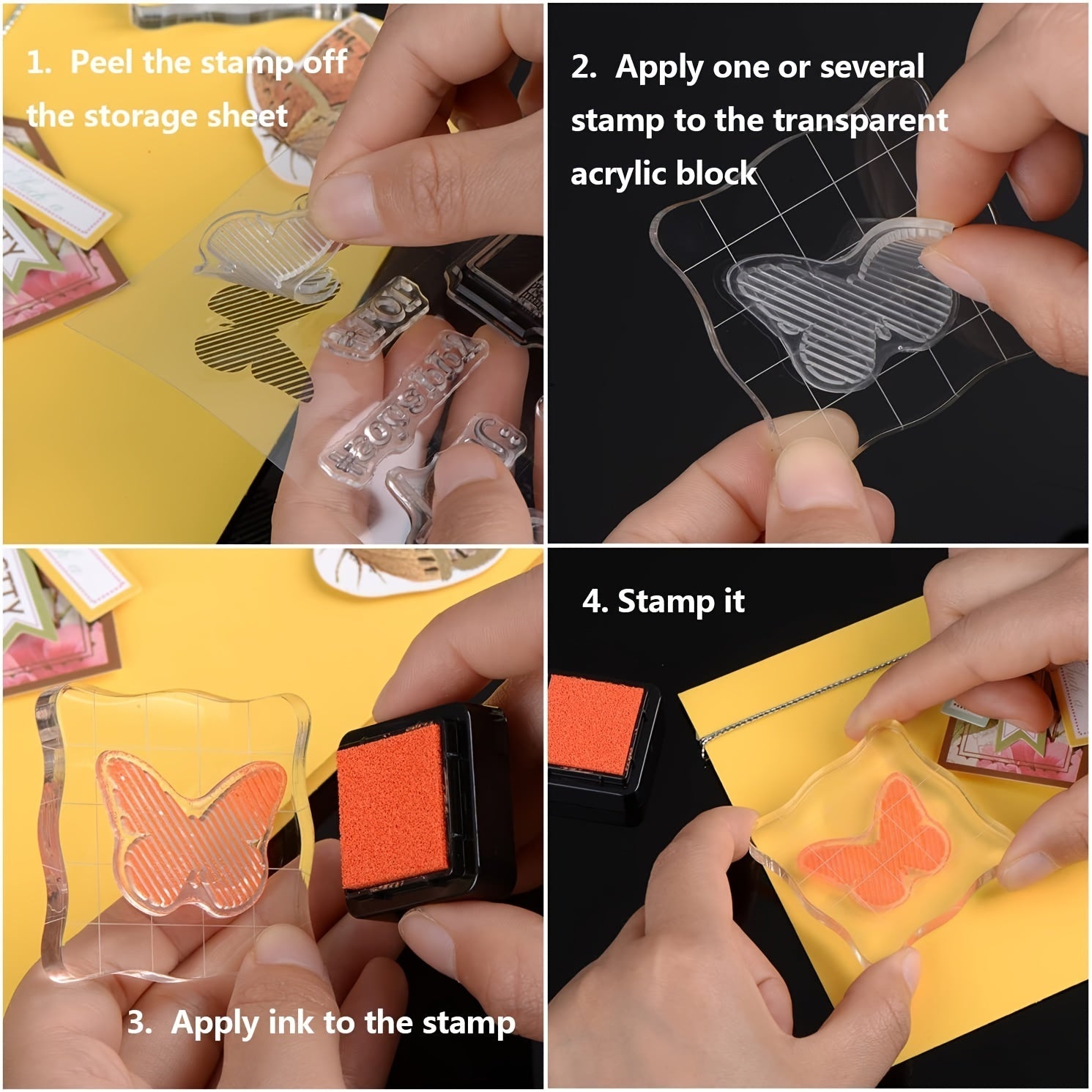 3pcs Acrylic Clear Stamp Blocks Set - DIY Scrapbooking Tools