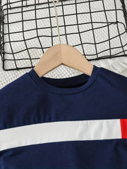 Boys Block T Shirt And Shorts Set Summer Casual Top And Pants