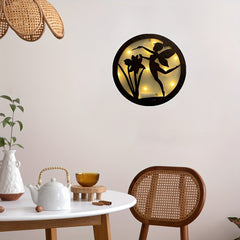 Kids Room Wall Clock LED Light Retro Wooden Sign Hanging Decoration
