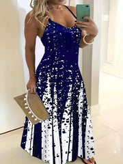 Colorblock Dot Print Maxi Dress