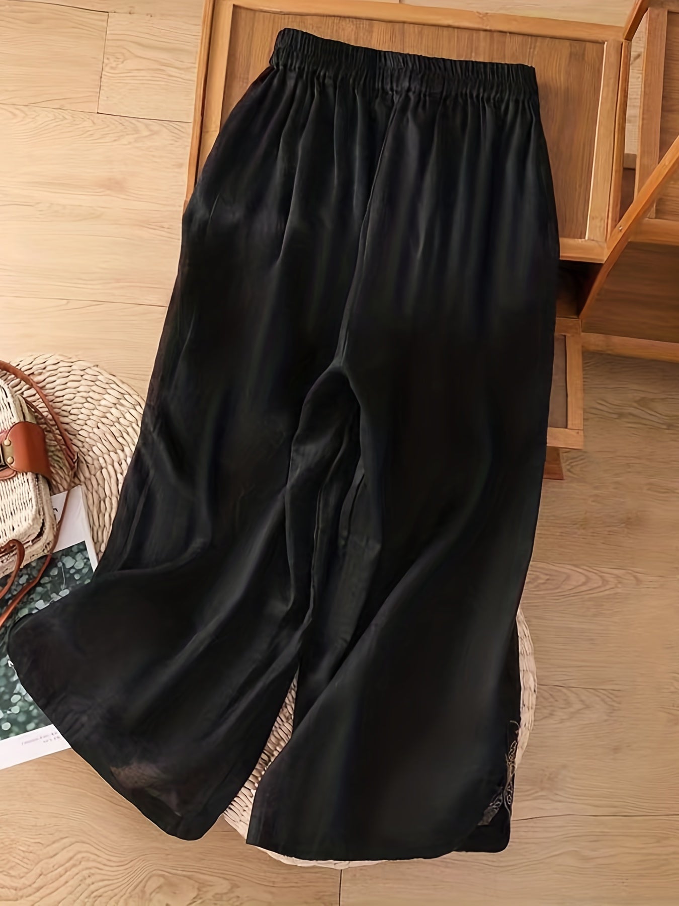 Floral Pattern Crop Wide Leg Pants Spring & Fall Casual Loose Pants