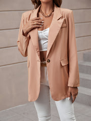 Lapel Neck Overcoat Blazer for Work - Women's Clothing