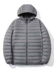 Classic Waterproof Hooded Puffer Jacket Men's Casual Loose Fit Duck Down Coat