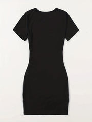 Real Print Tee Dress Short Sleeve Casual Dress Women's Clothing