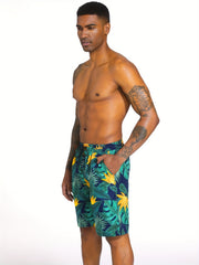Leaf Pattern Print Men s Swim Trunks Quick Dry Beach Shorts Swimwear