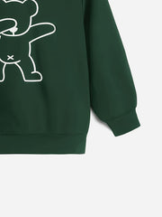Bear Print Boys Casual Hooded Sweatshirt for Spring Fall