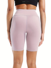 High Waist Yoga Shorts Slim Fit High Stretch Quick Drying With Pocket