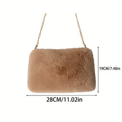 Plush Chain Shoulder Bag Faux Fur Crossbody Bag