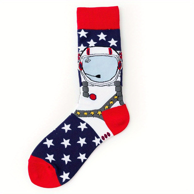 Cartoon Food Print Socks & Funny Mid Tube Socks Women's Stockings & Hosiery