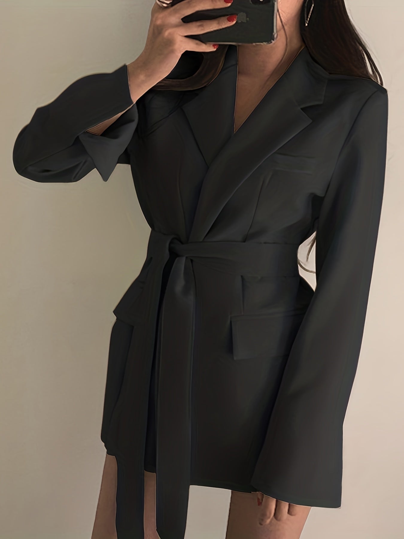 Solid Lapel Blazer Long Sleeve Work Office Outerwear Women's Clothing