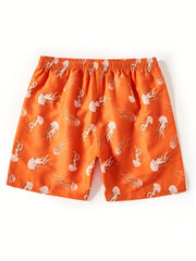 Jellyfish Print Tropical Drawstring Swim Trunk Men's Board Shorts