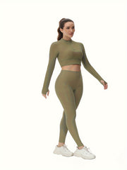 Yoga Crop Top & Leggings Set - Women's Activewear