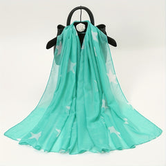 Star Decor Voile Scarf Shawl Wrap Casual Head Wrap For Daily Gift For Mother's