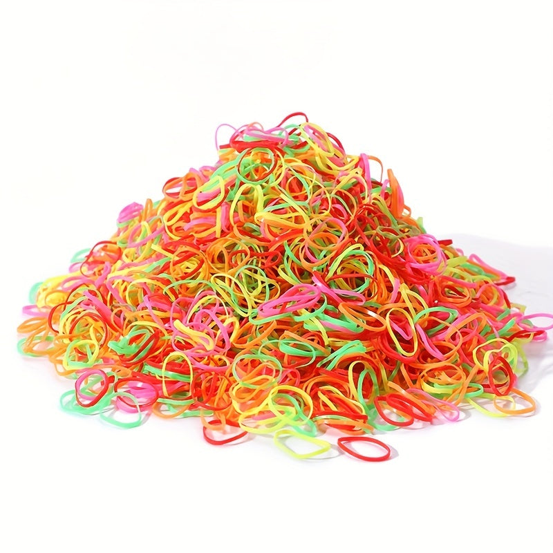 1000pcs Colorful Hair Ties Mini Elastic Bands Set Girls Gift