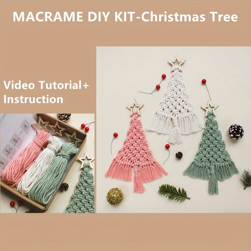 3pcs Macrame Christmas Tree DIY Kit - Perfect Gift for Friends and Family