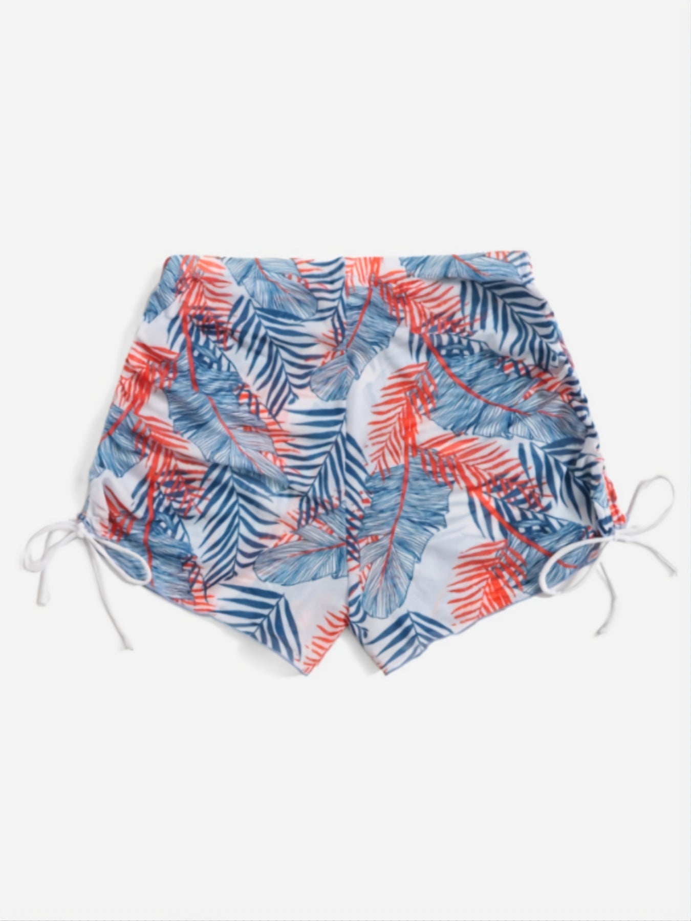 Tropical Plant Print Tie Side Swim Short