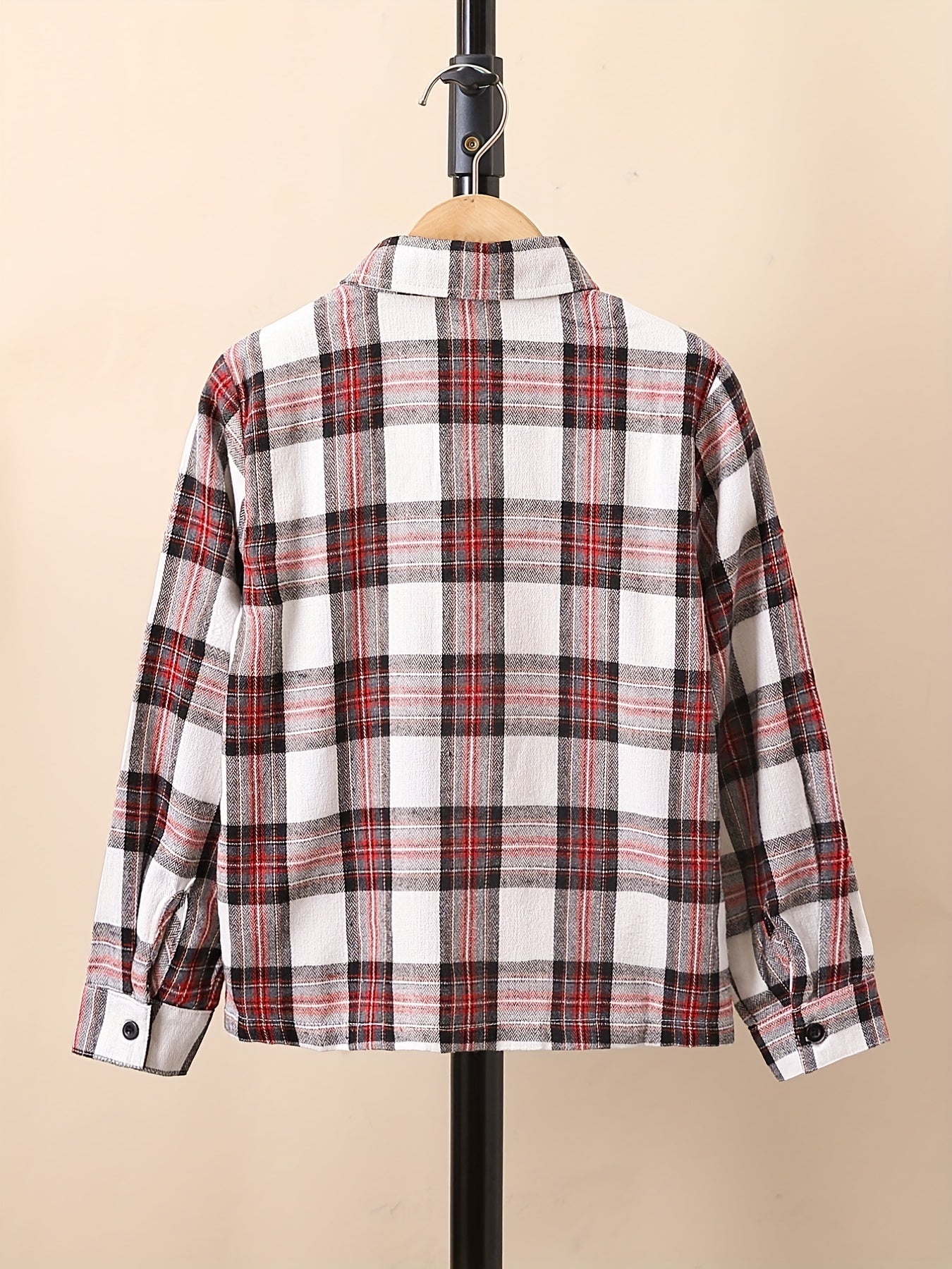 Boys Plaid Long Sleeve Shirt Spring Autumn Casual Lapel Top