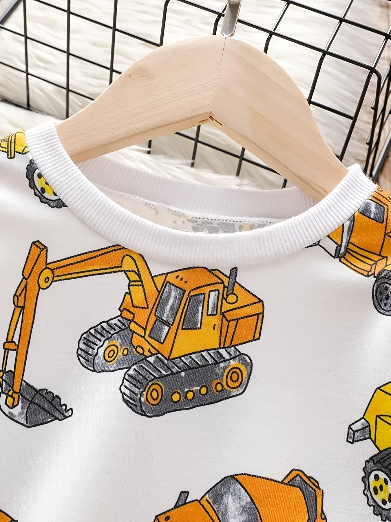 Boys Excavator Print Pullover Sweatshirt