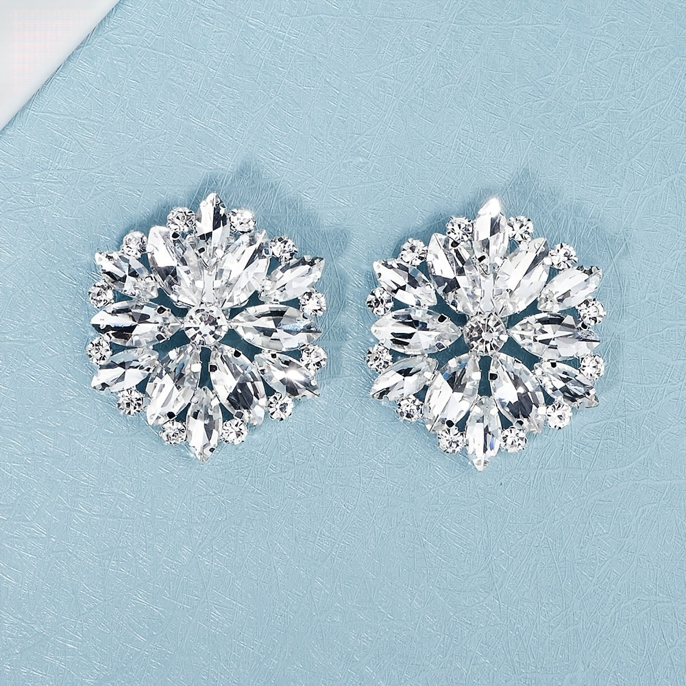 Rhinestone Shoe Buckles Removable Flowers DIY Shoe Clips Wedding Party