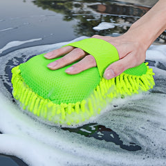 Car Wash Mitt Microfiber Sponge Drying Towel Green