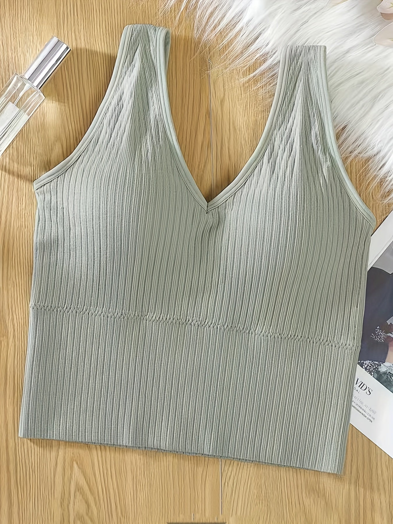 Ribbed Tank Top V Neck Backless Cami Sexy Lingerie Underwear