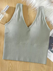 Ribbed Tank Top V Neck Backless Cami Sexy Lingerie Underwear