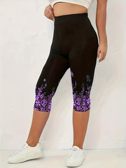 Floral Print Skinny Capris Leggings for Women