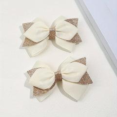 Glitter Ribbon Hair Bows Set - Princess Hair Accessories for Girls' Parties