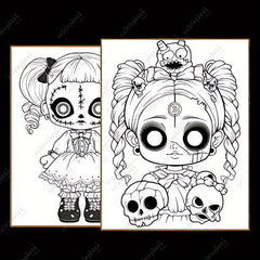 Deluxe Creepy Dolls Coloring Book for Adults - Gothic Cover - Halloween