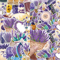50pcs Lavender Series Phone Case Stickers Waterproof DIY Creative Stick