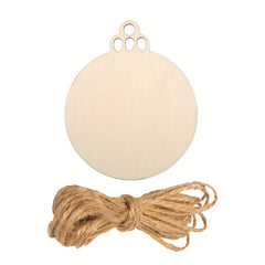 40pcs Natural Wood Chips & Jute Ropes DIY Christmas Decorations