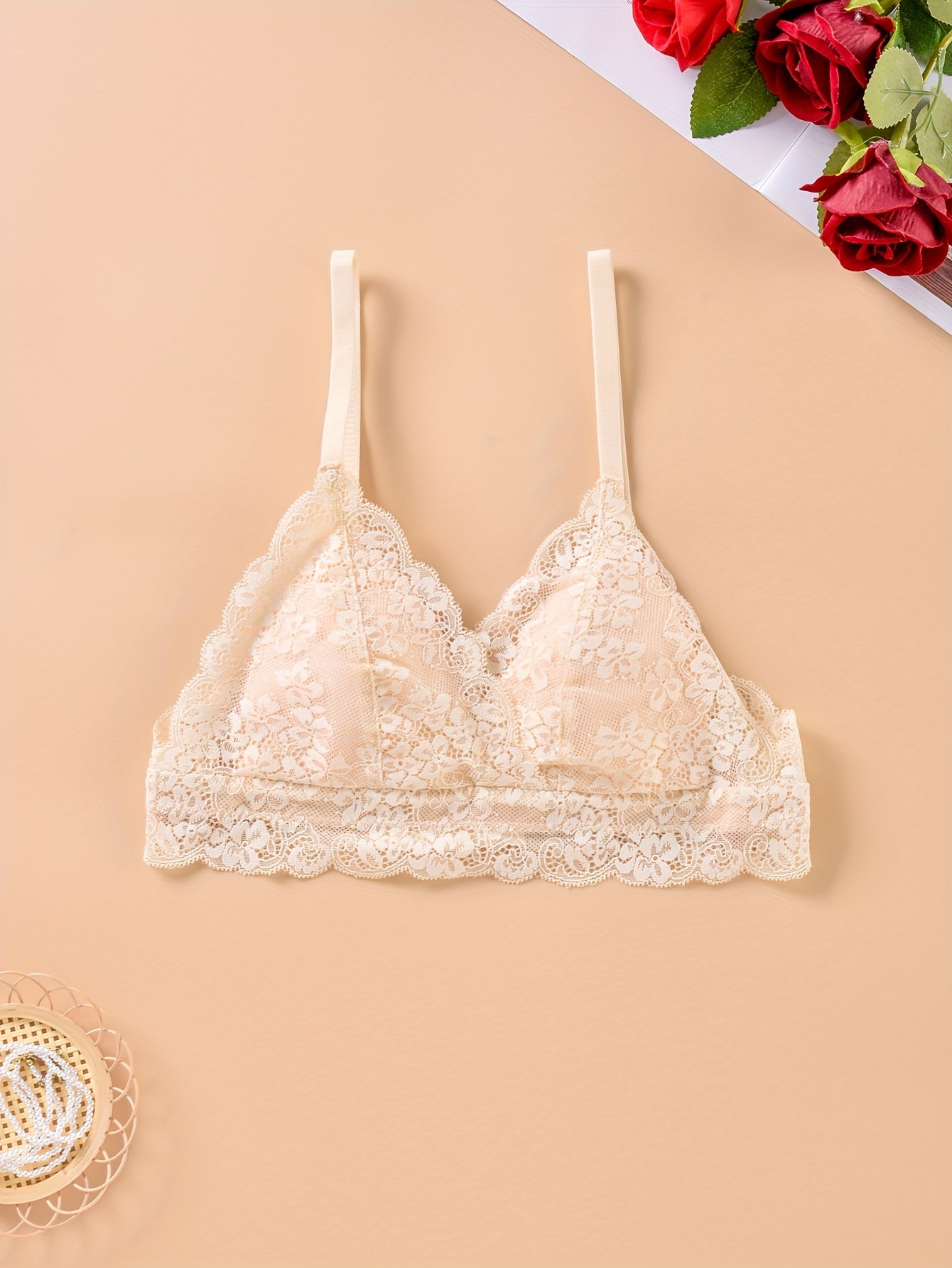 Lace Wireless Bra Scallop Trim Women's Lingerie