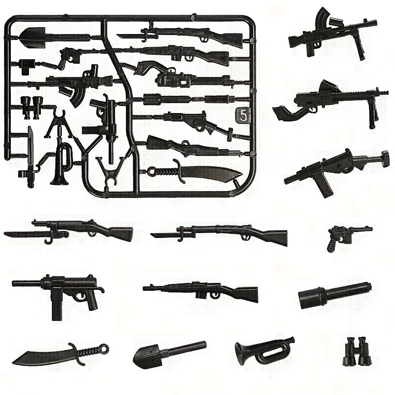 5pcs Military Weapon Accessories Storage System for Building Toys